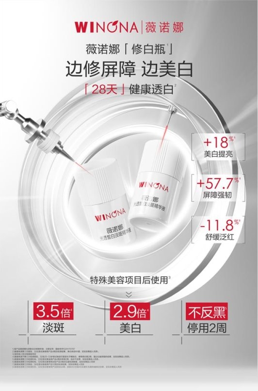 薇诺娜修白瓶温和美白配方，让敏肌美白不再难